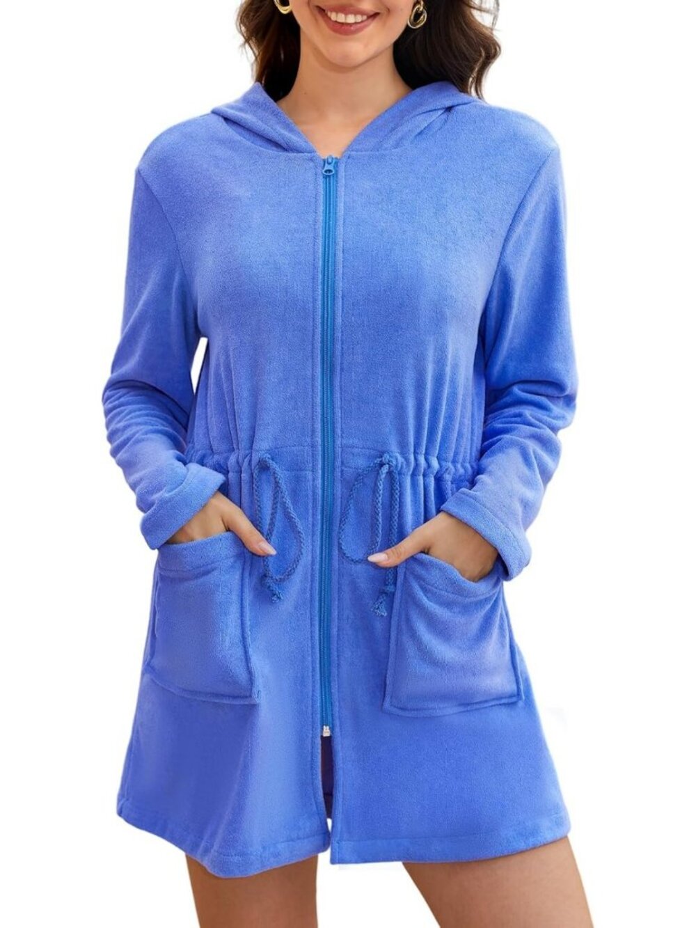 Cozy Hooded Terry Cloth Beach Cover-Up for Women | Long Sleeve Swimsuit Robe